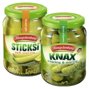 Hengstenberg Knax Gew&uuml;rzgurken oder Sticksi s&uuml;&szlig;-w&uuml;rzig, jedes 720-ml-G
