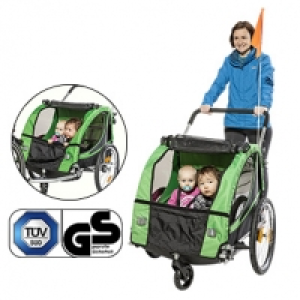 Kinder-Transport-Fahrradanh&auml;nger, Stahlrahmen mit &Uuml;berrollb&uuml;gel, 5-Pun