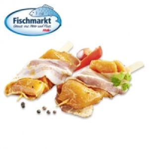 Lachsfackel Bacon, feinste Lachsfiletstücke auf dem Holzspiess, im s 1.99 €