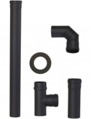 Rauchrohr Set Pellet in Schwarz, Ø 80 mm, Ofenrohr für Pelletöfen