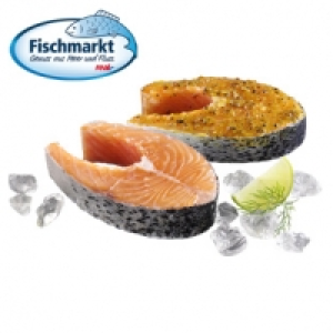Lachssteaks natur oder grillfertig mariniert aus Aquakultur, Nordostat 1.39 €