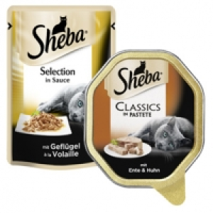 Sheba Katzen-Nassnahrung versch. Sorten, jede 85-g-Schale/Frischebeute 0.35 €
