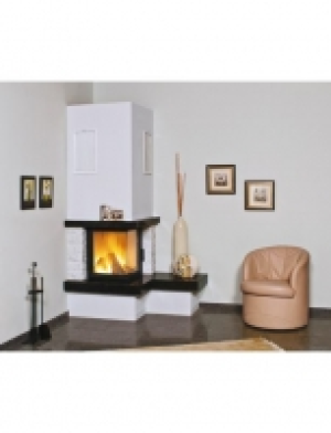 Kaminbausatz Nebraska Bank Rechts, 8 kW, echter Mamor naturweiß, Sims