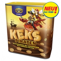 Real  Krüger Keks Piraten Schokodrink mit knusprigen Butterkeks-Talern jeder
