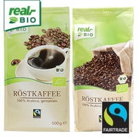 Real  Röstkaffee Fairtrade gemahlen oder Bohne jede 500-g-Weichpackung/Packu