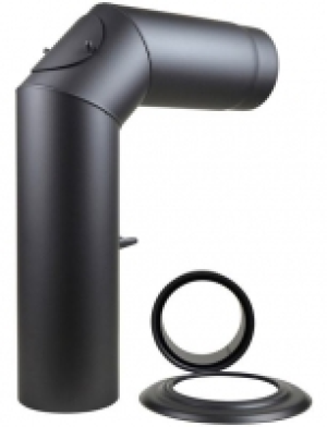 Rauchrohr-Set Knie, Ø 150 mm, Ofenrohr für Kaminöfen, grau, oben