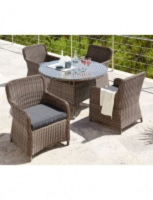 Gartenmöbelset Kapstadt, 9-tgl., 4 Sessel, Tisch Ø 100 cm, Polyrattan,