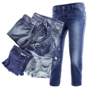 Damen-Jeans-Short oder -Capri 98 % Baumwolle/2 Elasthan, versch. Farbe