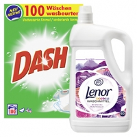 Real  Lenor 60 Waschladungen oder Dash Waschmittel 100 Waschladungen, versch
