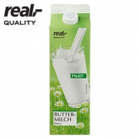 Real  Buttermilch, Natur 1% Fett, jede 1-Liter-Packung