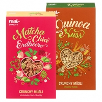Real  Crunchy Müsli Quinoa-Nuss, Matcha-Chia-Erdbeere oder Quinoa-Orange-Pas