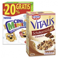Real  Dr. Oetker Vitalis Schoko-Müsli oder Nestlé Cini-Minis jede 600-g-Pack
