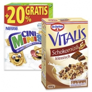Dr. Oetker Vitalis Schoko-Müsli oder Nestlé Cini-Minis jede 600-g-Pack