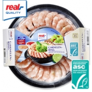 Real  Garnelen-Ring mit Dip gefroren, jede 300-gPackung/200 g Abtropfgewicht