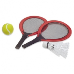 Jumbo-Tennis-Set inkl. aufblasbarem Tennisball und Federbällen