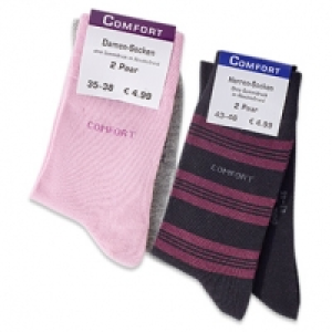 Real  Damen- oder Herren-Socken uni oder gemustert, Komfortbund, da ohne Gum