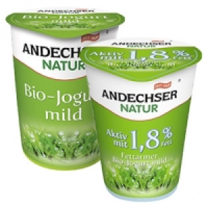 Andechser Natur Bio-Jogurt, mild 0,1/1,8/3,8 % Fett, jeder 500-g-Beche
