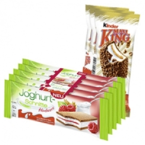 Kinder Maxi King 3 x 35 g = 105 g oder Joghurt-Schnitte 5 x 28 g = 140