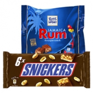 Ritter Sport Rum, Mars, Snickers oder Twix 6er, jede 200/270/300-g-Pac