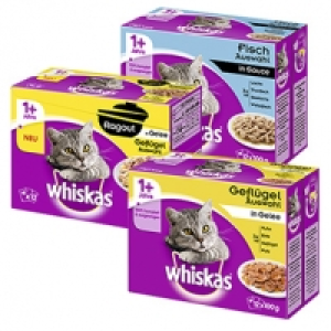 Whiskas Katzen-Nassnahrung versch. Sorten, jede 12 x 100 g = 1200-g/12