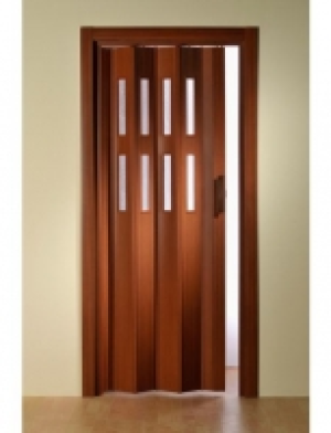 Kunststoff-Falttür Luciana, mahagonifarben, mit Fenstern in Riffelstru 99.99 €