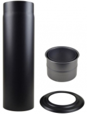 Rauchrohr-Set, Ø 150 mm, Ofenrohr für Kaminöfen, schwarz