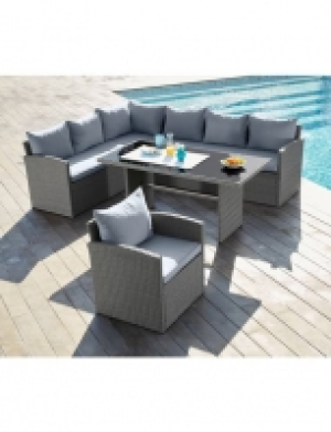 Gartenmöbelset Newport, 16-tlg., Ecklounge,1 Sessel,Tisch 145x70 cm,Po
