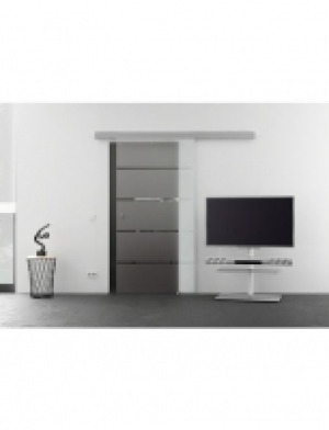 Glasschiebetür Eco 4 Streifen mit Muschelgriff