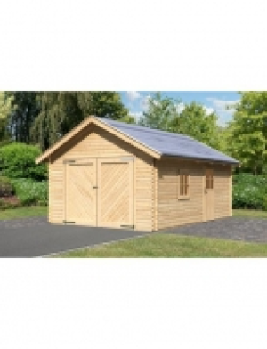 Einzel-Garage Blockbohlen 2, natur (BxT: 372x522 cm)