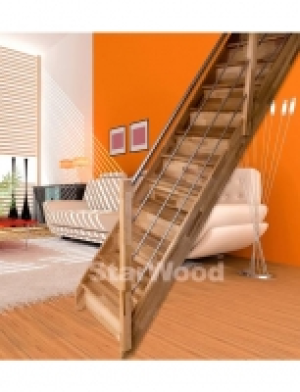 Raumspartreppe Rhodos, geschl. Stufen, gerade, Holz-Edelstahlgeländer  799.99 €