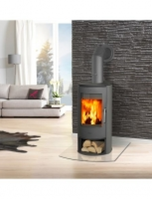 Kaminofen Zanzibar, Stahl, 5 kW, parabolische Form, Anschluss oben und