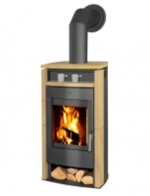 Kaminofen Paris, Sandstein, 6 kW, Panoramasichtscheibe, Fireplace