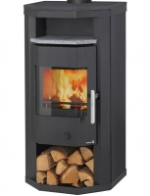 Kaminofen Linz Stahl, Stahl, 6 kW, Prismatische Sichtscheibe, Dauerbra