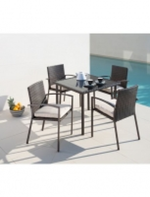 9-tlg. Gartenmöbelset Victoria, 4 Sessel, Tisch 90x90 cm, Polyrattan,