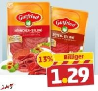 GUTFRIED Hähnchen- oder Puten-Salami 1.29 €