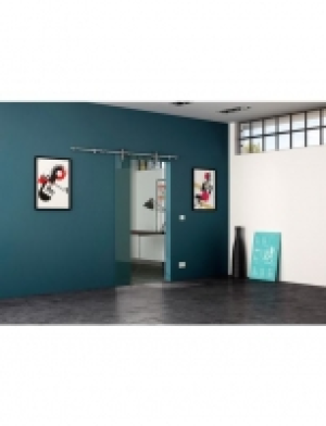 Glasschiebetür Edelstahl-Rollensystem Klarglas