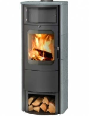 Kaminofen Opera B Grande, Naturstein, 7 kW, Dauerbrand, mit Holzfach
