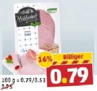 M&Uuml;HLENHOF Lyoner, Paprika Lyoner oder Bierschinken 0.79&nbsp;&euro;