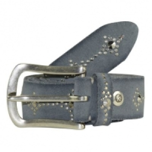 b.belt Nieteng&uuml;rtel Leder 85 cm, hellgrau