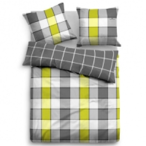 Tom Tailor Renforc&eacute;-Bettw&auml;sche Karo, grau/gelb