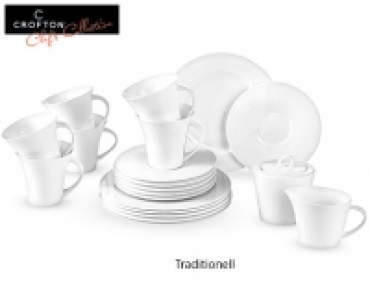 Aldi Süd  CROFTON® Chefs Collection Kaffeeservice Classic Bone China, 20-tlg.