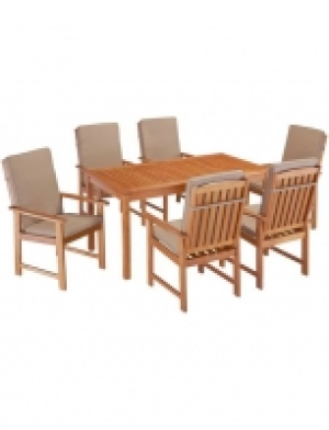 Gartenm&ouml;belset Vancouver, 13-tlg., 6 Sessel, Tisch 150x80 cm, Eukalypt