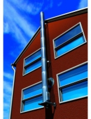 Schornstein Edelstahl-Set Komf., &Oslash; 150 mm, Au&szlig;enwandmontage Abstand bi