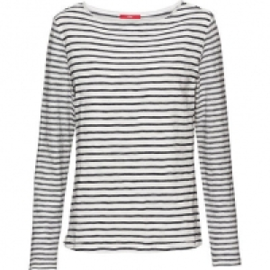S.Oliver Damen Shirt mit U-Boot-Ausschnitt, geringelt
