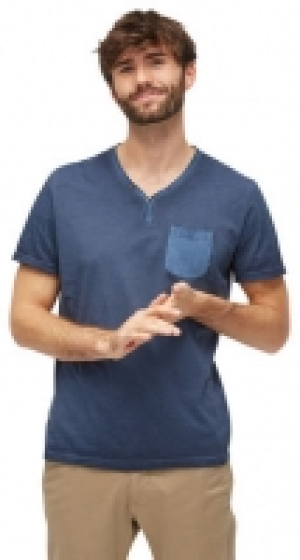 TOM TAILOR gestreiftes T-Shirt mit Brusttasche, knitted navy