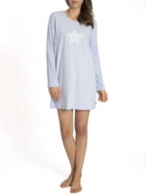 Taubert Langarm-Sleepshirt, L&auml;nge 85cm, forget-me-not-print, blau
