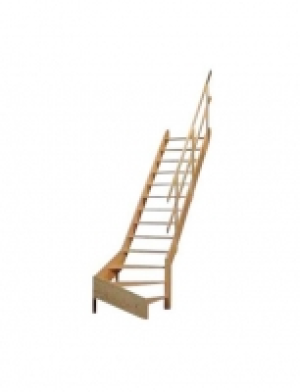 Raumspartreppe »Korfu«, offene Stufen, 1/4 rechts gewendelt, Holzgelän
