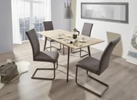 Real  Tischgruppe: 1 Esstisch + 4 Schwingstühle Ausführung Grau