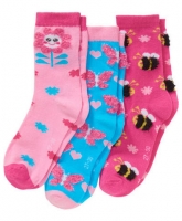 Kik  Socken-Blumen,Bienen,Schmetterlinge-3er-Pack