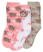 Kik  Socken-Bären,Herzen,Schleifen-3er-Pack